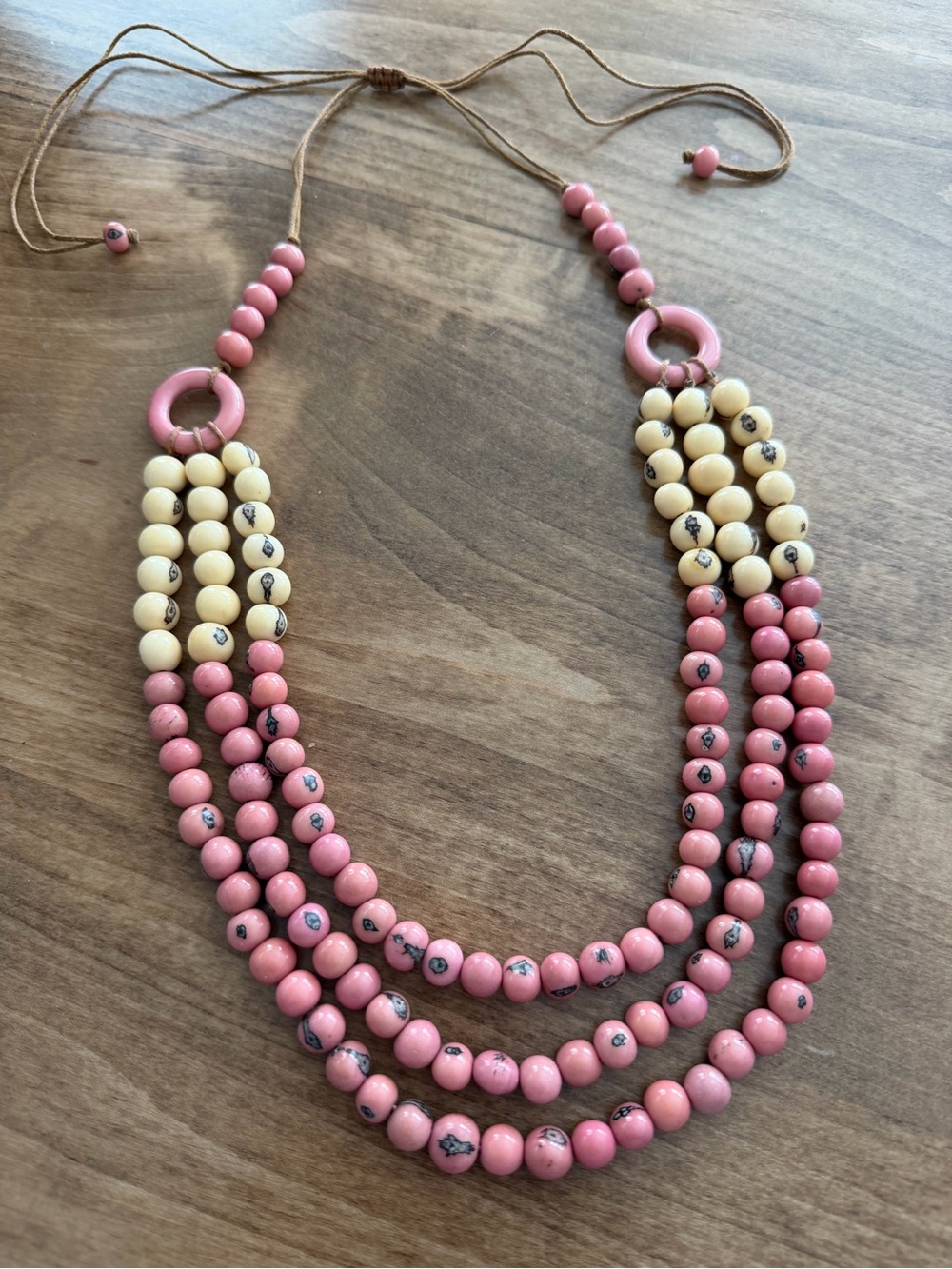 ACAI Bead Beaded Necklace Artisan Handmade Tagua Bella pink unique jewelry nwt